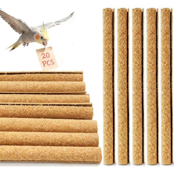 20-Pcs Sanded Perch Covers For Parakeets - Bird Perchs Covers 7.5  L X 3/8  D Bird Perches For Parakeets, Lovebirds, Parrotlets, Canaries And Other 20pcs 7.5  x 3/8