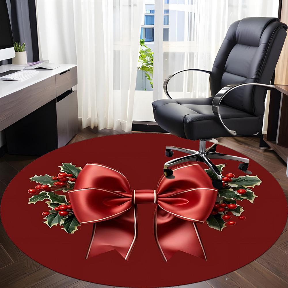 1pc Christmas Bow Chair Carpet for Office Non Slip, Lightweight, Machine Washable Rug for Office Holiday Decor
