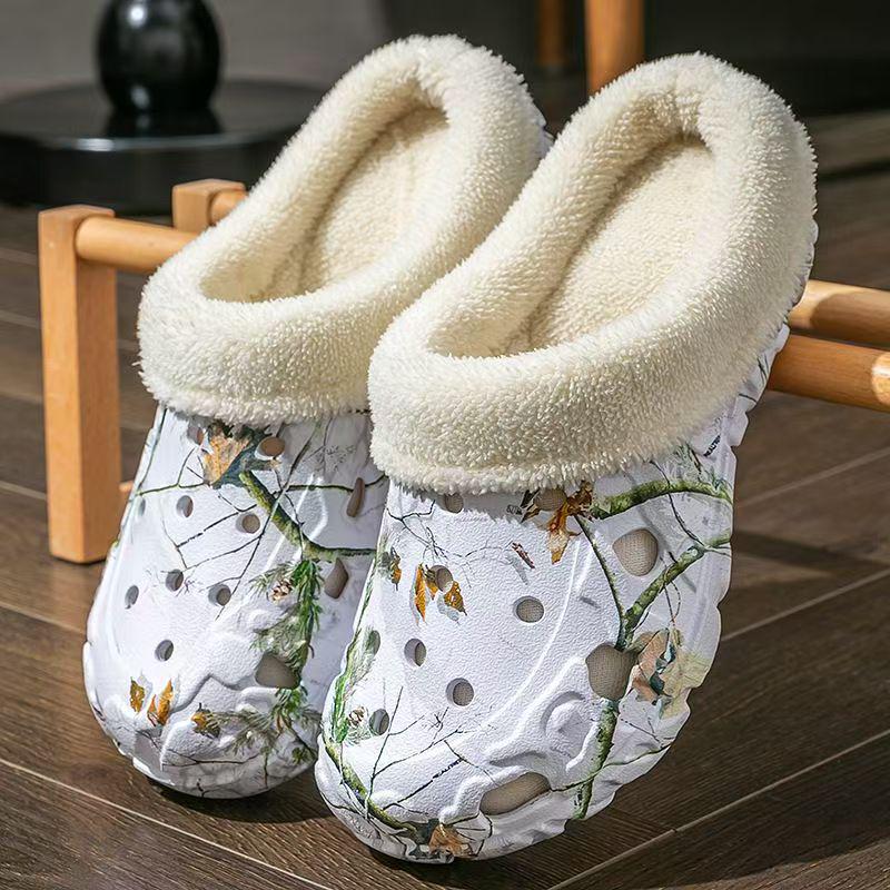 Women's Thick-Soled EVA Cotton Slippers - Cute European & American Style Closed-Toe Winter Warm Home Shoes