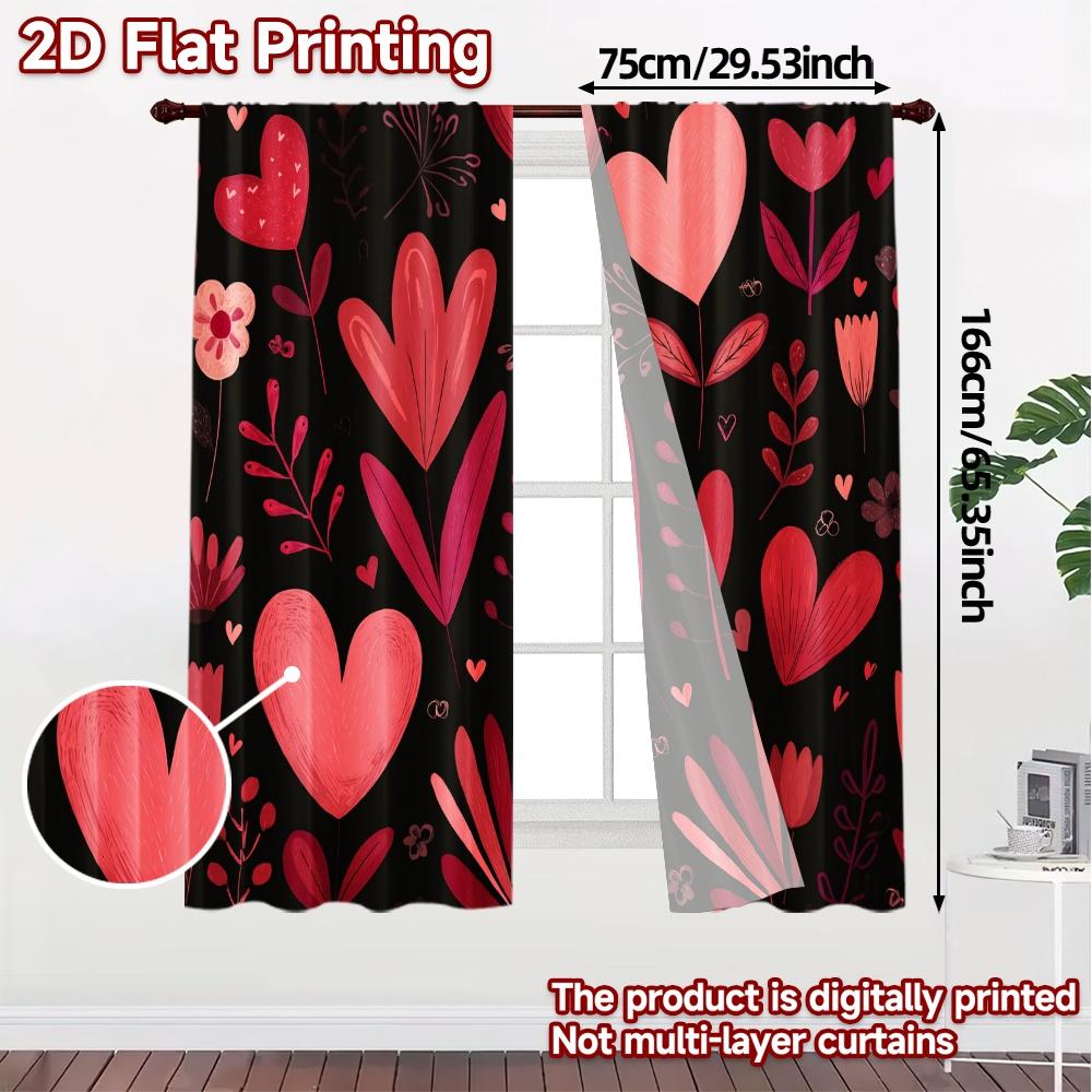 2D Flat Printing  JIT 2pcs   Curtains (Without Rod) HeartGarden Drapes Modern Light Filtering Curtains Fabric Curtains Decorations