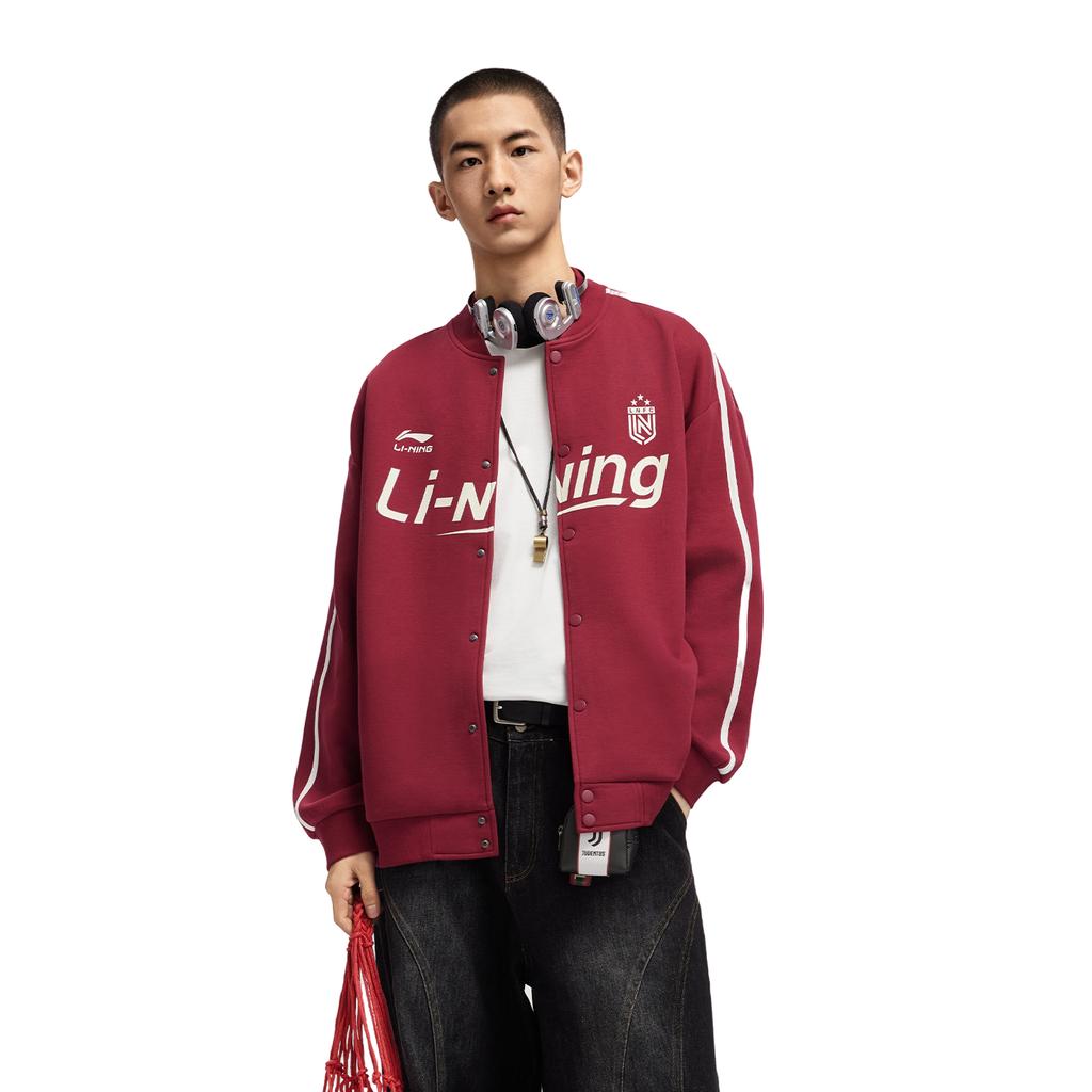 Li Ning Sports Life Collection Baseball Jacket Unisex Bicycle Red AWDV371-6