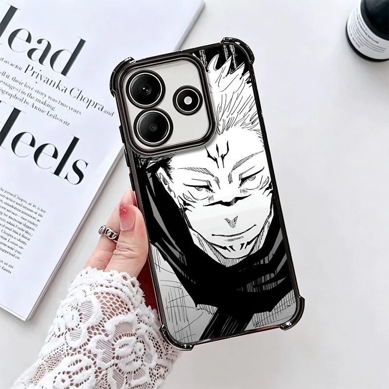 Cool Black JUJUSU Anime Soft Phone Case For Xiaomi Redmi Note 14 15 Pro Plus 13 12 11S 11T 5G 10 9S 9 Plating Anti-Fall Fundas