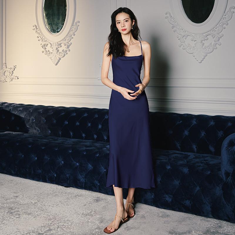 Yaoting Damen Sommer Satin Chiffon Nachthemd - Seiden Camisole Wasserfallkragen Loungewear 2878