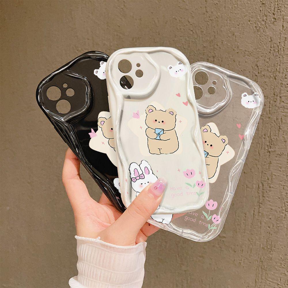 Cream pattern cute bear for iPhone17 mobile phone case Apple 16promax14/13 soft case 15 factory