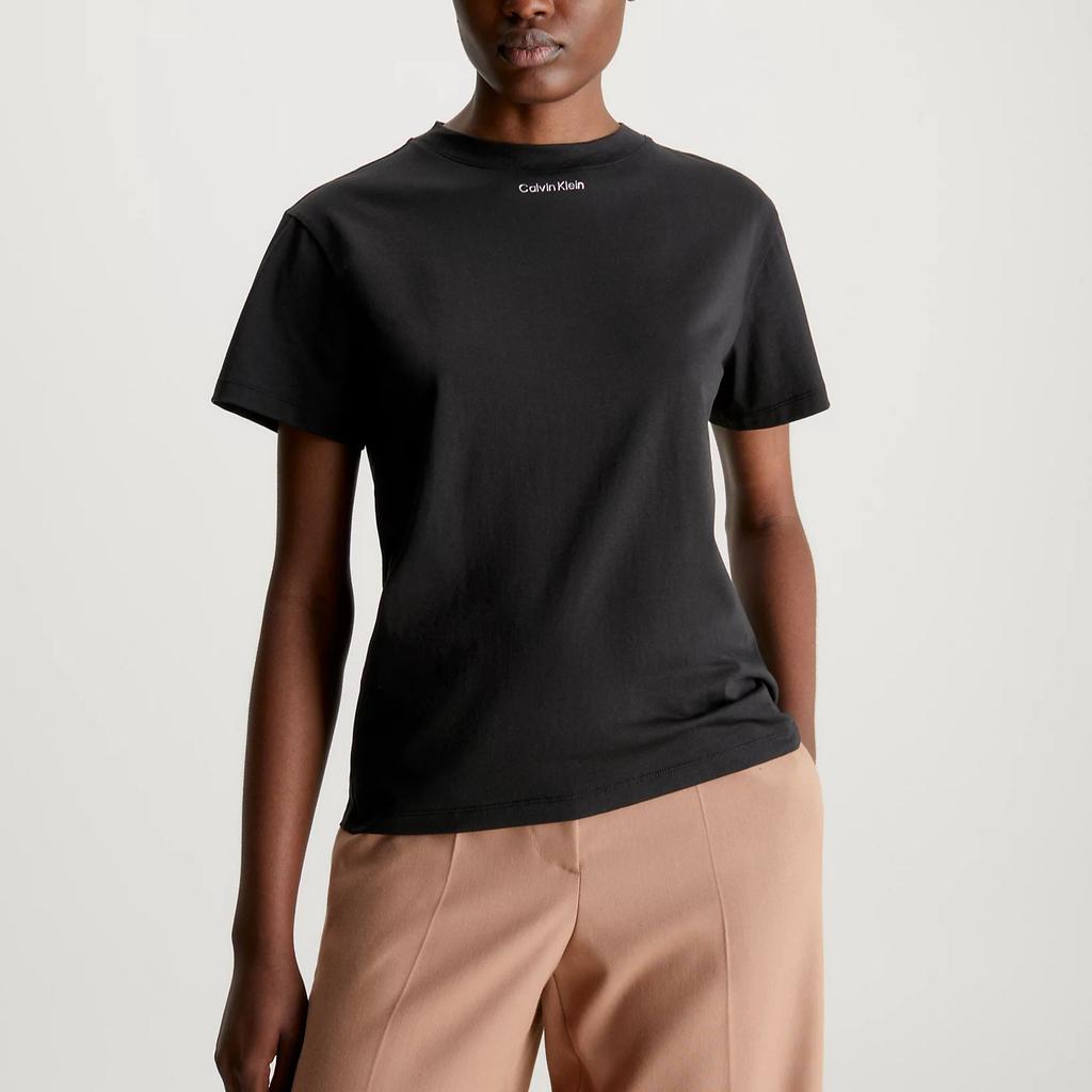 Calvin Klein Minimalist Casual Loose Logo Crew Neck Short Sleeve T-Shirt Women Tops Black K20K206967-BEH