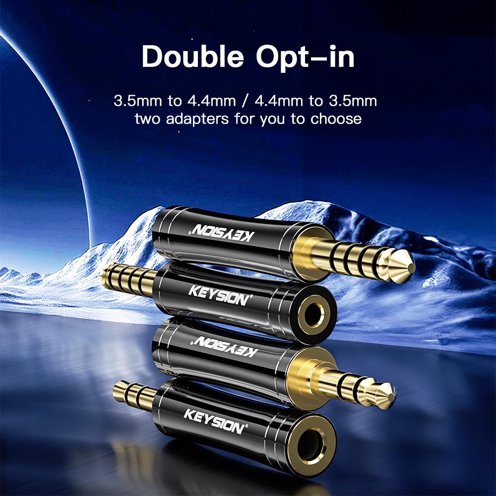 KEYSION HIFI Audio Konvertorové Adaptéry 4.4/3.5mm Samček na 3.5/4.4mm Vyvážené Samičky Slúchadlové Konektory Medené Pozlátené AUX Adaptéry