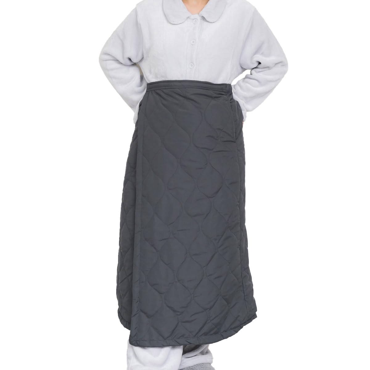 

[Marlay] Wrap Skirt, Winter-Ready, Quilted, Women s Skirt, Insulated, Fleece-Lined, Water-Repellent, Quilted, One Size Fits All, Charcoal Gray