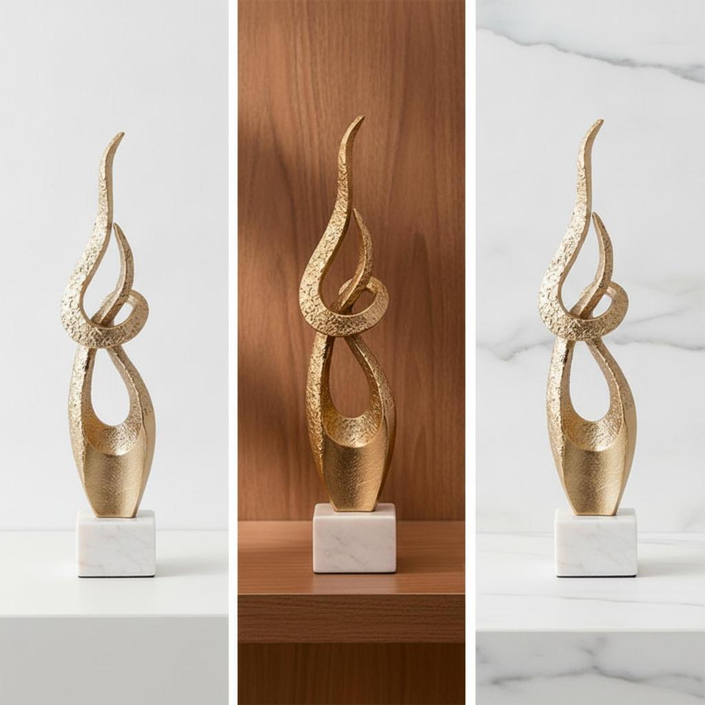 Abstract Sculpture with Base Contemporary Aluminum