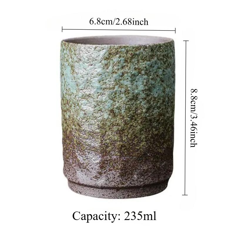 Vintage Chinese Ceramic Mug, Handmade Stoneware Large Coffee Cup, Unique Rustic Design for Home & Office Use, 1-Piece Cup