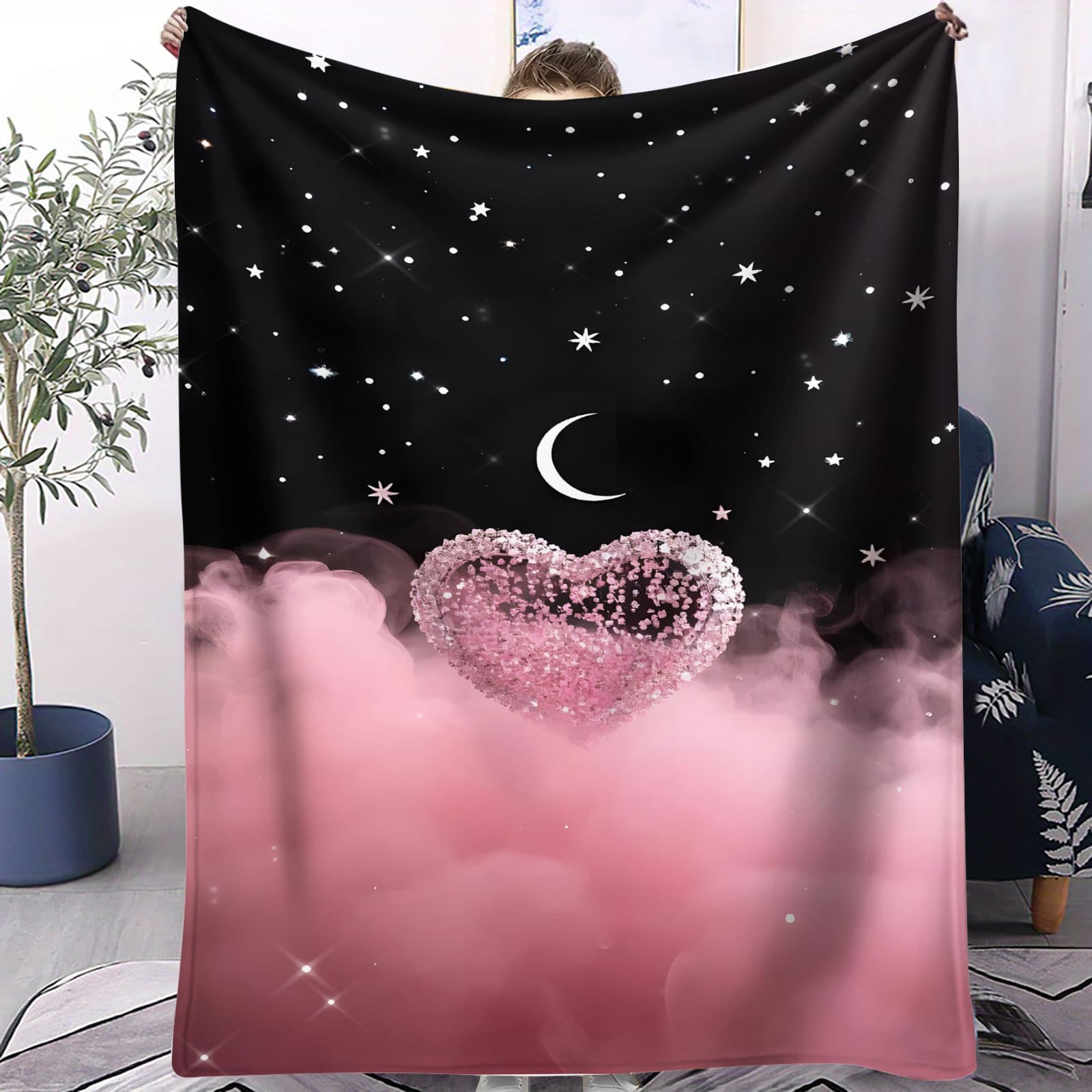 

Tulip Heart Garden Blanket Cozy Throw for Bedroom Sofa Picnic Camp Bed Romantic Decor Perfect Gift for Couples Style Fans 75x100cm