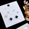 Kanamina Prachtige Vierklapper Diamant-Belegde Oorbellen, s925 Zilver, Veelzijdig Modeaccessoire (Set van Drie Paren)
