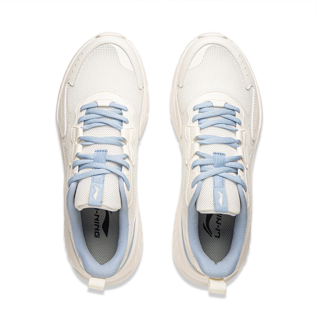 New LiNing Cushioning, Abrasion Resistant, Breathable, Lightweight Low Top Sprint Running Shoes Women's White Blue ARSV076-4