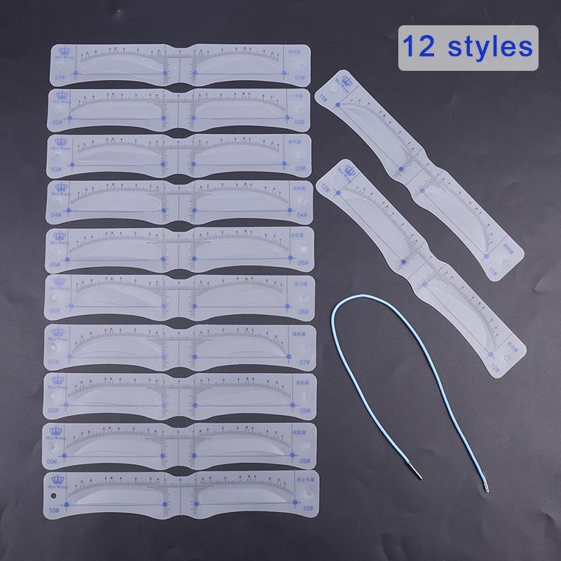 12 ks Opakovaně použitelný tvarovač obočí DIY Měkké pravítko Definovač obočí Šablona s razítkem na obočí Šablona s měkkým pravítkem Kosmetický nástroj Pro muže