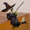 Crafts Witch Figurines Funny Halloween Witch Sculpture Fishing Witch Statue  Background Layout