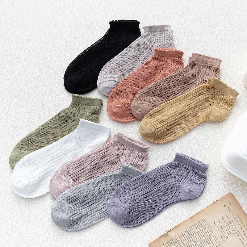 

10 пар/комплект повседневные дышащие сетчатые полые тонкие дышащие впитывающие пот однотонные женские носки весна-лето 10Pairs/set