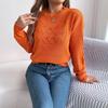 Women's Knitted Sweater - Solid Colour Lace-Up Lantern Sleeve Pullover Halloween Ladies' Top