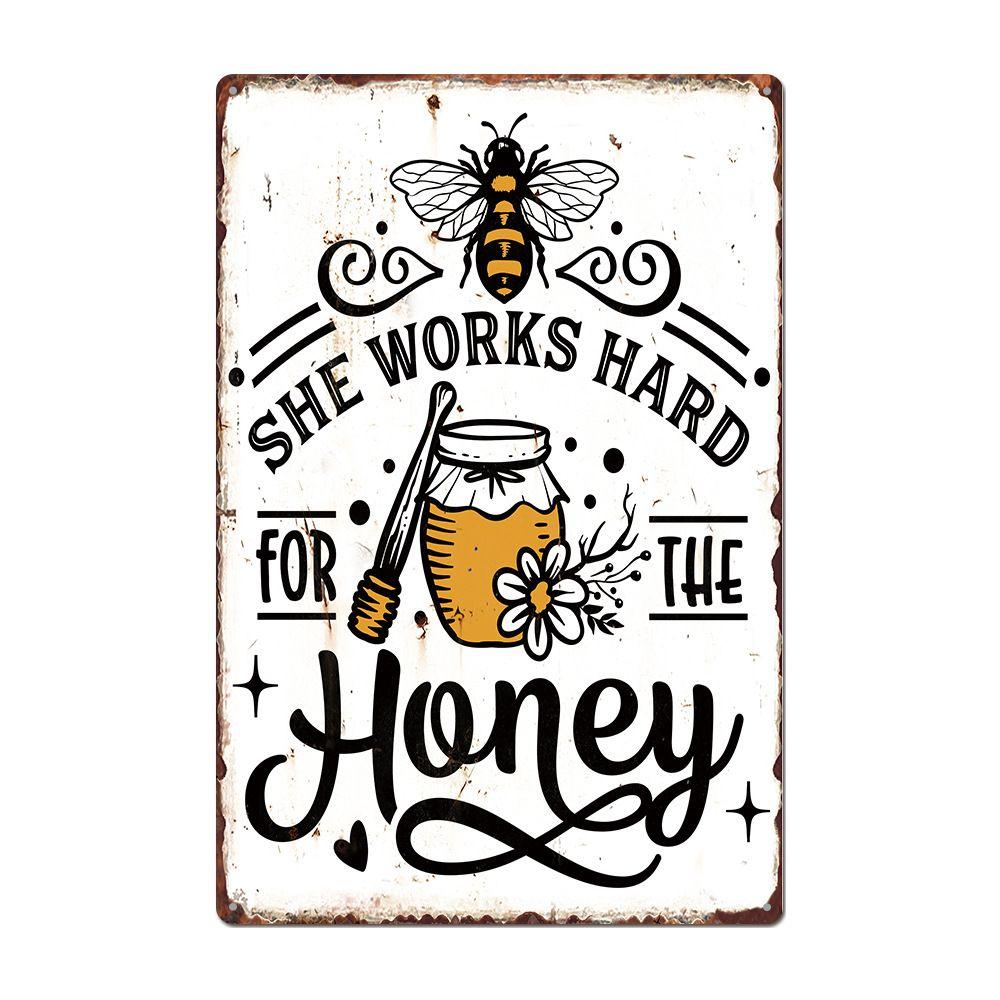 Bee Series Metal Tin Sign Wall Decor 20x30cm