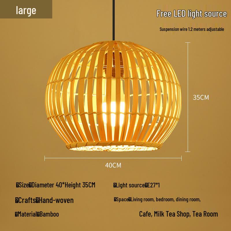A8L Bamboo Pendant Lamp: New Chinese Zen Style, Rattan Woven Design, Ideal for Tea Rooms, Dining Areas & Teahouses with Japanese Antique Touch.