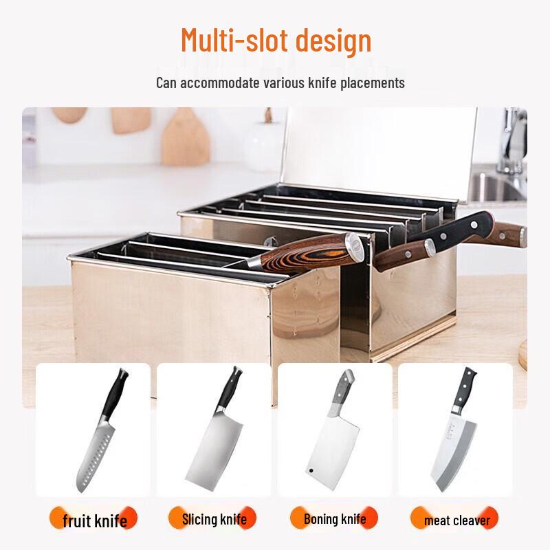 4-Slot Stainless Steel Knife Storage Box