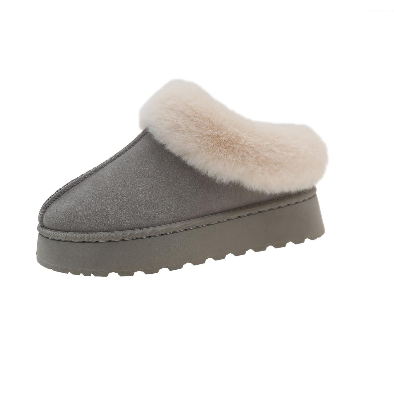 

Осенние и зимние толстые теплые меховые зимние сапоги для женщин 41 серый