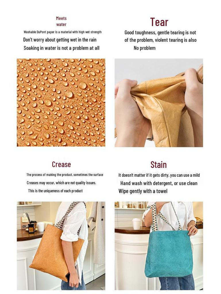 Wasserdichte Kraftpapier-Tragetasche von DuPont - Kreatives Geschenk & Retro-Umhängetasche mit Logo-Aufdruck