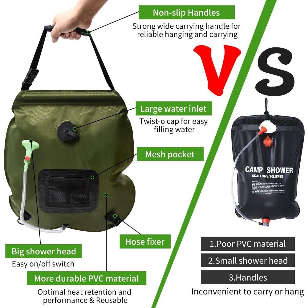 20L Solar Shower Bag Water Storage Outdoor Bathing Bags  For Outdoor Camping and Hiking