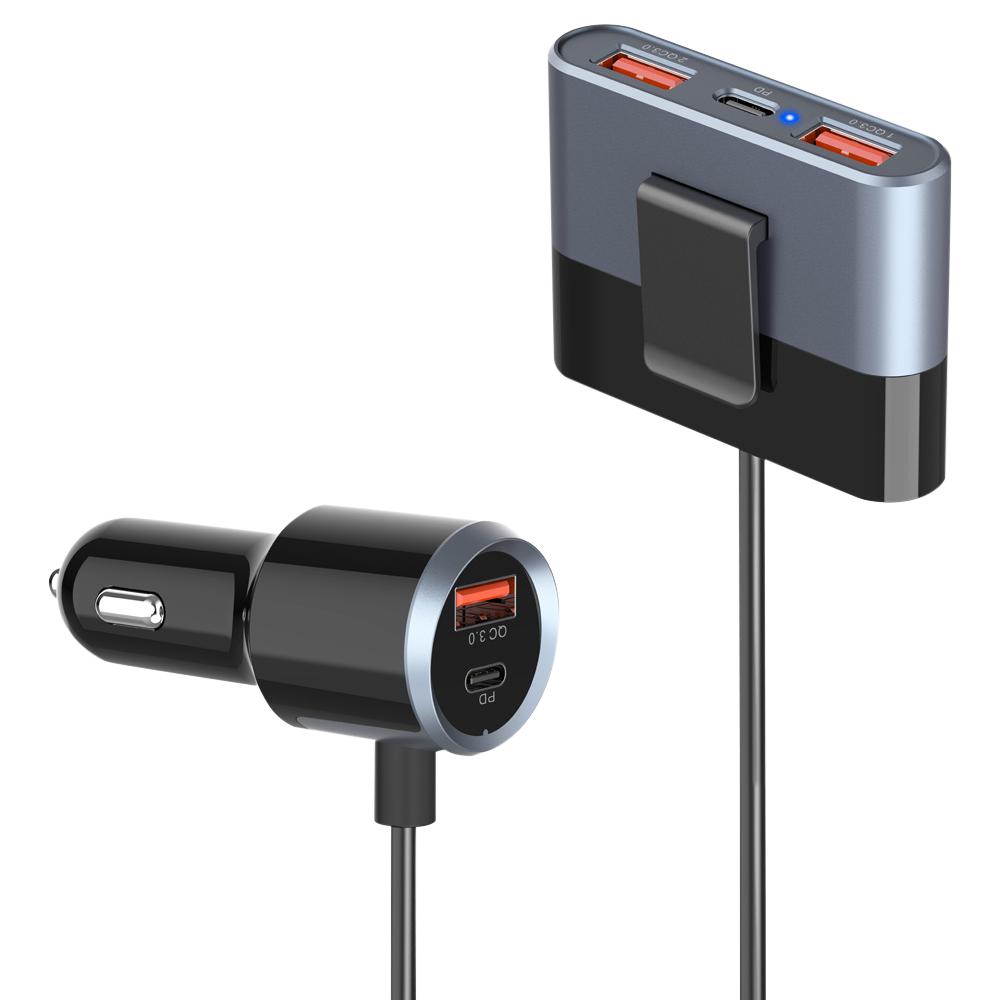 5 Port Car USB Charger PD 76W Quick Charge 3.0 PD Type C Fast Charging For Mobile Phone Type C Car Charger