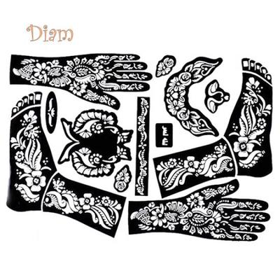 Diahy Tattoo Templates Hands/Feet Henna Tattoo Stencils for Airbrushing Mehndi Body Painting Decor