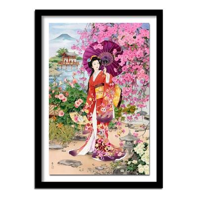 Pintura de diamante 5D DIY, taladro redondo completo, bordado de "mujeres japonesas", punto de cruz, regalo de decoración del hogar