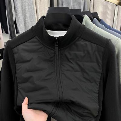 Veste polaire légère en velours pour homme - Col montant décontracté pour l'automne et l'hiver