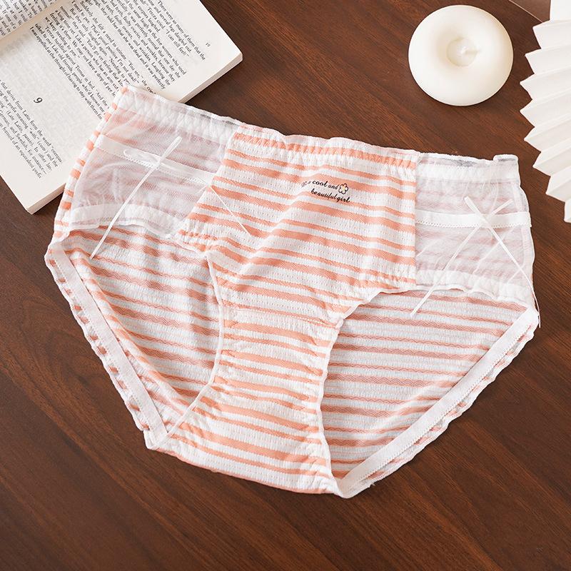 Plus Size Girls Summer Sweet Puff Striped Comfy Crotch Antibacterial Briefs