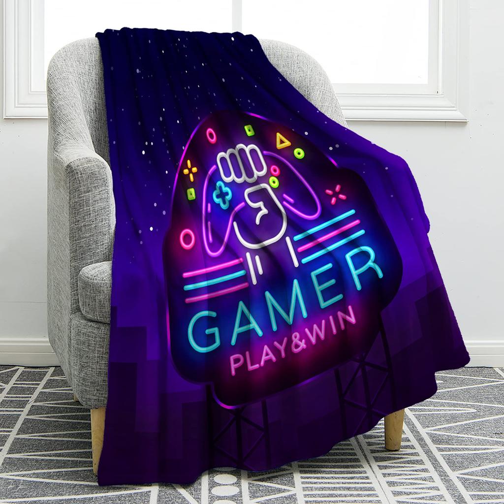 VIKAMA Gaming Wind Cover Blanket Gamepad Gradient Dazzle Color Sofa Blanket Bedroom Blanket Home Four Seasons Blanket