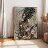 African Woman Canvas Paintings African Girl with Flower Art Posters and Prints Wall Art Pictures for Living Room Decor Cuadros