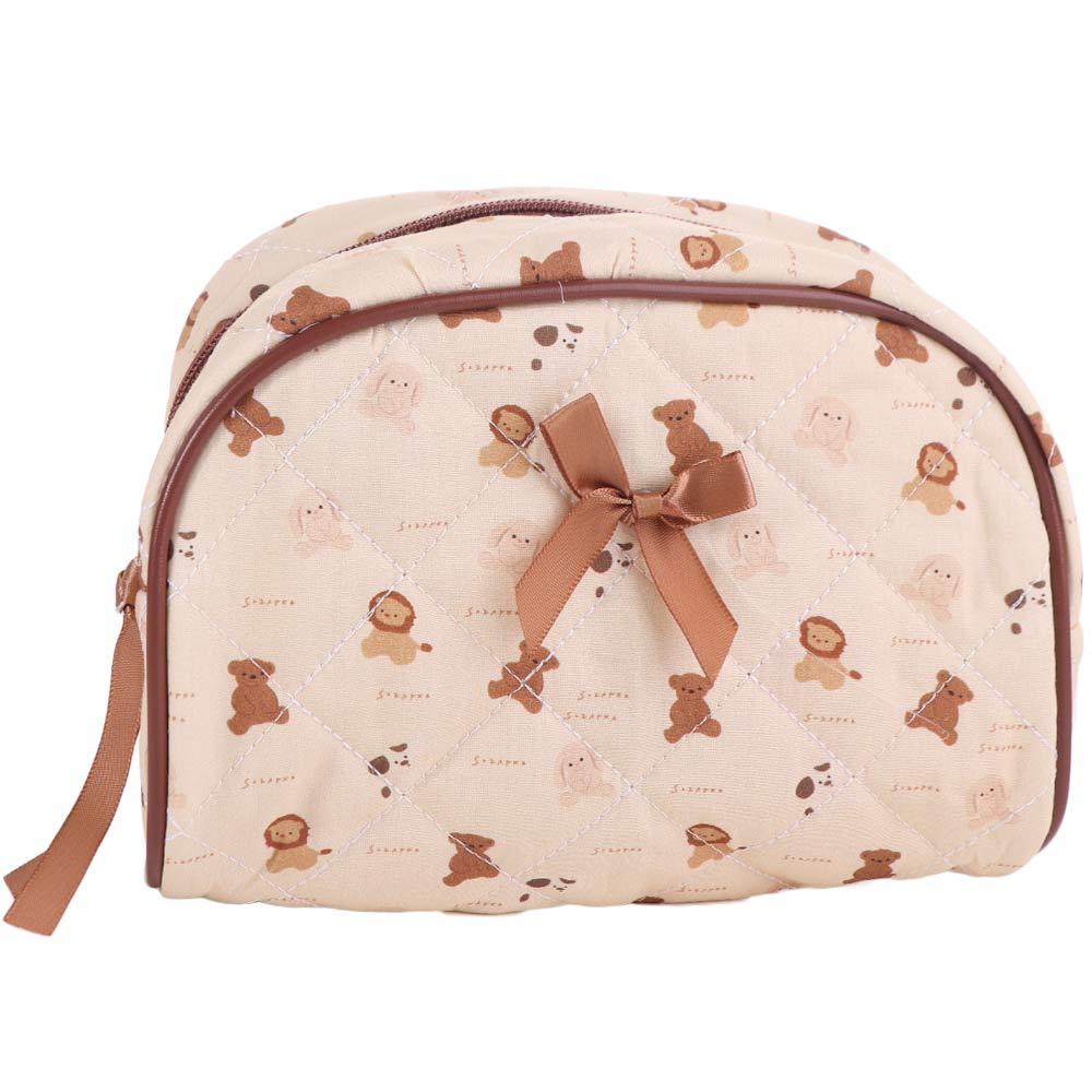 Handbag Portable Women's Cosmetic Bag Cute Bear Pattern Make Up Storage Bag Lightweight Zipper Travel Toiletry Bag Household