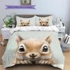 Cute Squirrel Pattern Bedding Home Decoration Birthday Gift (1 * Duvet Cover + 2 * Pillowcase, Without Core)