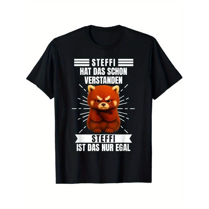Funny German Saying T-Shirt - Steffi Hat Das Schon Verstanden (Steffi Already Figured It Out) - Black with White Text - Casual Everyday & Gym Tee - S чёрный