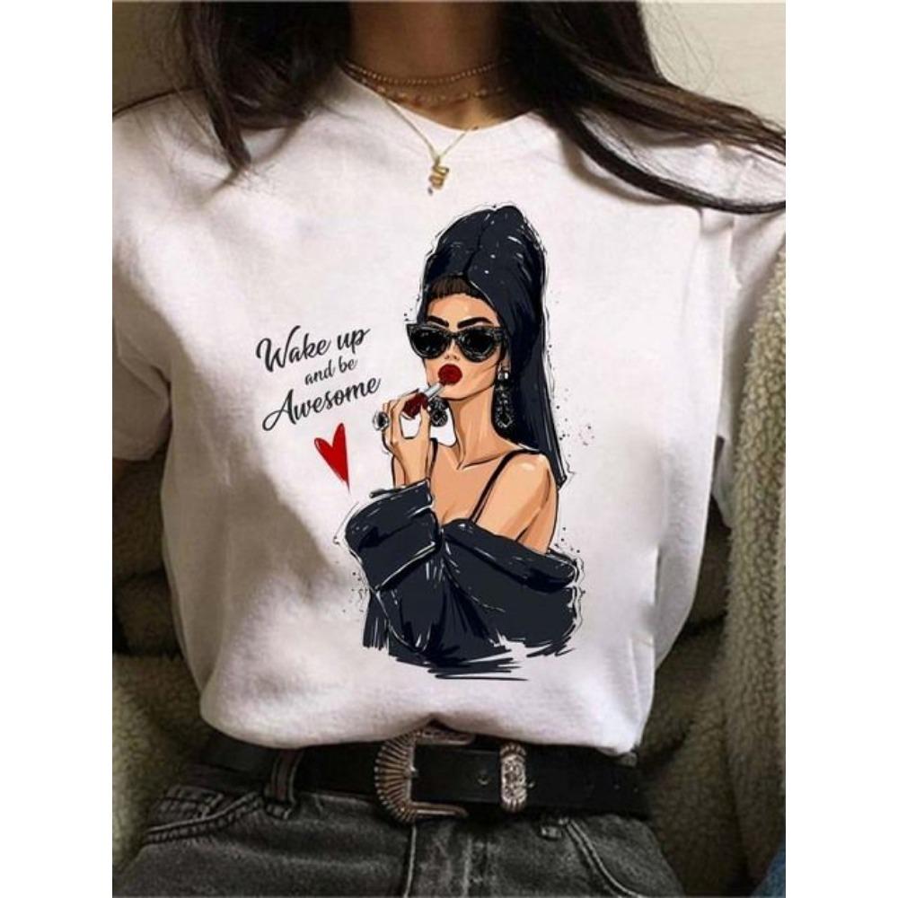 Maycaur Hot Sales Printed Female Tshirt Women Fashion Graphic Printed T-Shirt Harajuku Korean Style Short Sleeves Clothes Female