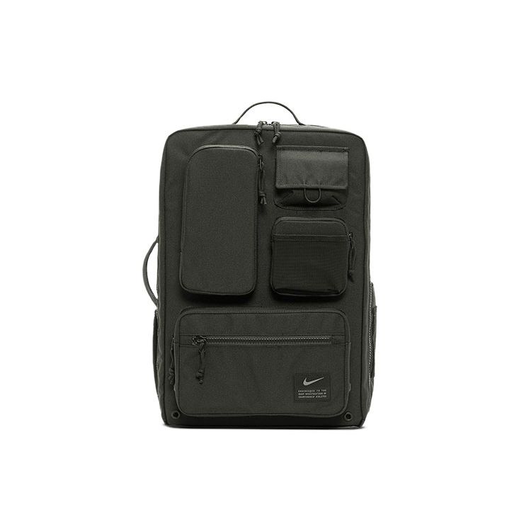 Nike Utility Elite Backpack Zipper Closure Fabric Backpack Men Backpacks Redwood-Green Mystery-Lime CK2656-355 Sequoia Green/Mystery Lime