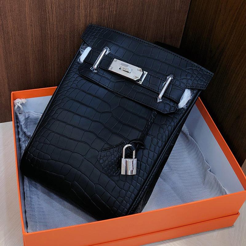 New first-layer cowhide matte crocodile pattern breast bag unisex backpack genuine leather Keli shoulder messenger bag