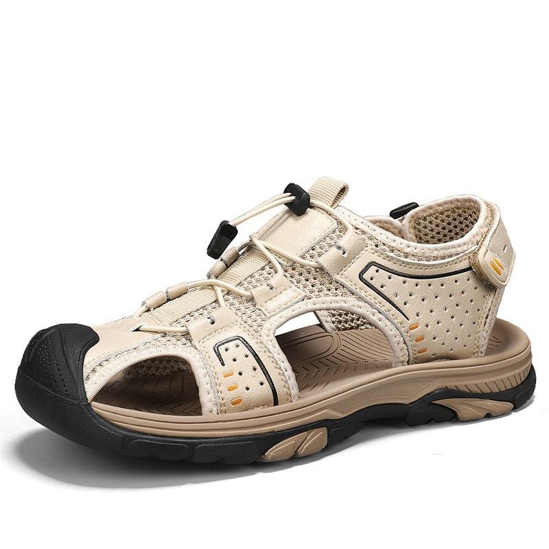 Summer new men's sports fashion outdoor bag head leather Velcro breathable beach youth foot sandals