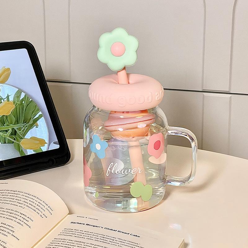 Water cup Large capacity glass High temperature resistant girls High value straw Tea separation cup New water cup