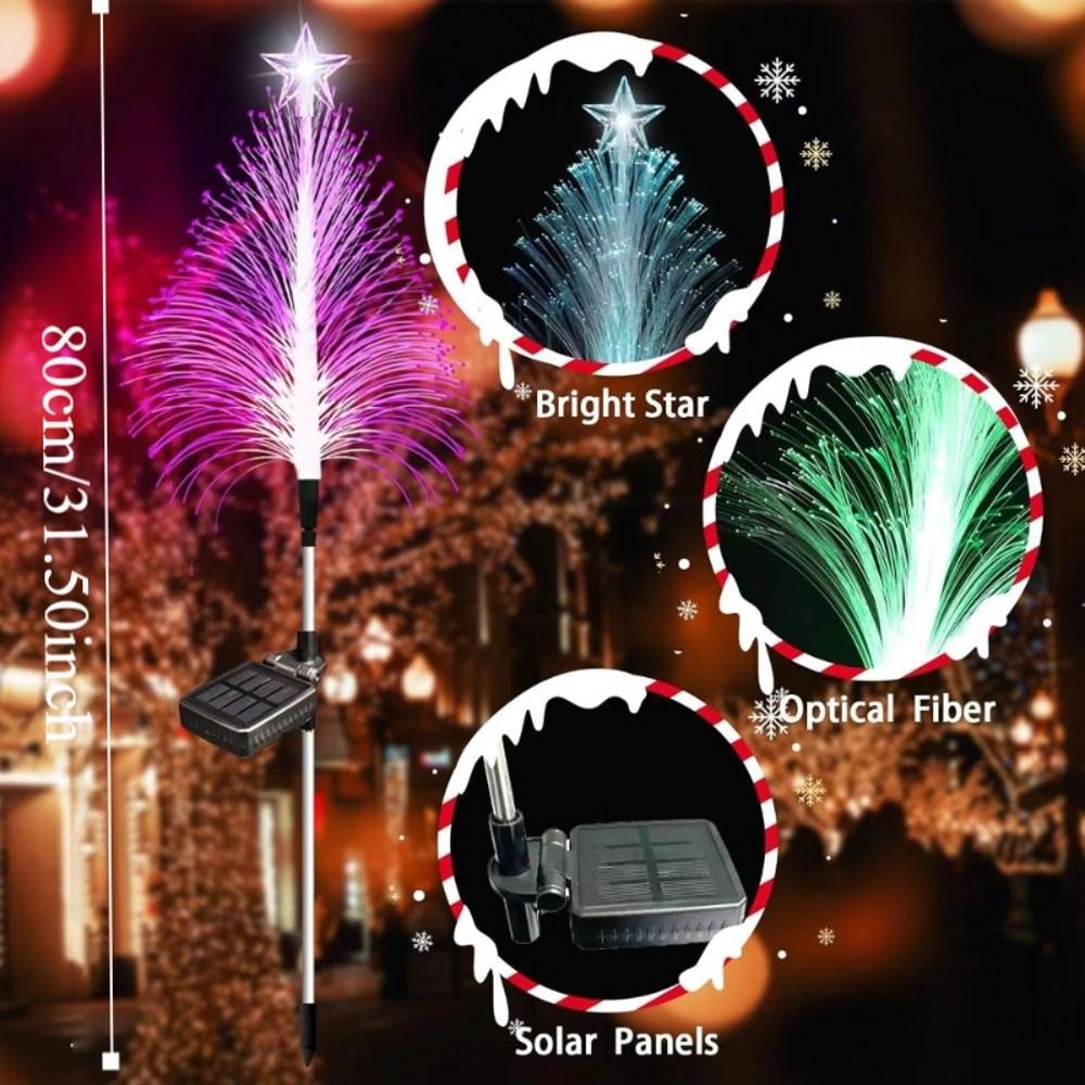 5-Layer Fiber Optic Reed Lamps Color Changing Solar Powered Lights  Christmas Tree
