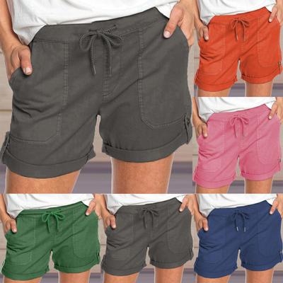 Pantalones cortos de pijama informales con bolsillos y cintura elástica para mujer a la moda