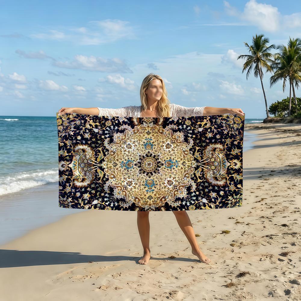 Persian Carpet Pattern Towel Soft Pool Gift For Travel Gym Shower Camping Quick Dry Sports Beach Towel