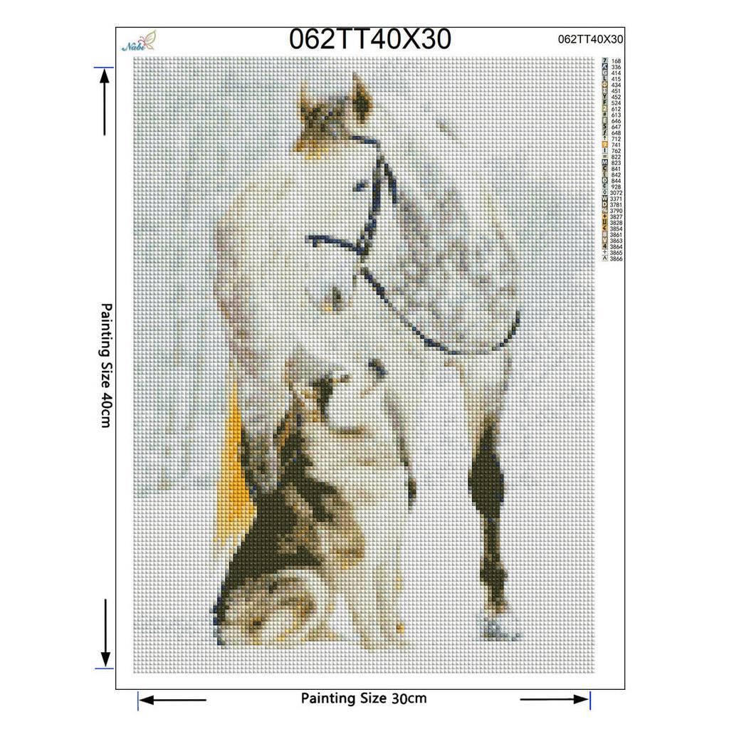 Full Round Diamond Painting Cross Stitch Snow Horse&Wolf Full Round Diamond Husky 5D DIY Diamond