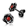 Huitan Exquisite Rose Stud Earrings for Women Luxury Sparkling Cubic Zirconia Temperament Sweet Flower Earrings Fashion Jewelry