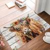 Floral Highland Cow Doormat Anti-slip Carpet for Kitchen Living Room Machine Floor Mat Washable Rug