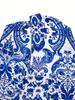 Summer Retro Style Blue & White Porcelain Print Halter Backless Split Dress
