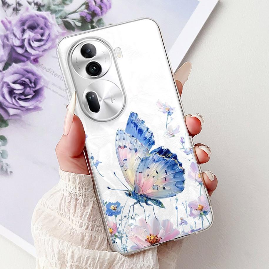 For OPPO Reno 11 Pro 5G Case CPH2607 New Fashion Flower Butterfly Silicone Clear Soft Phone Case On OPPO Reno11 5G CPH2599 Funda