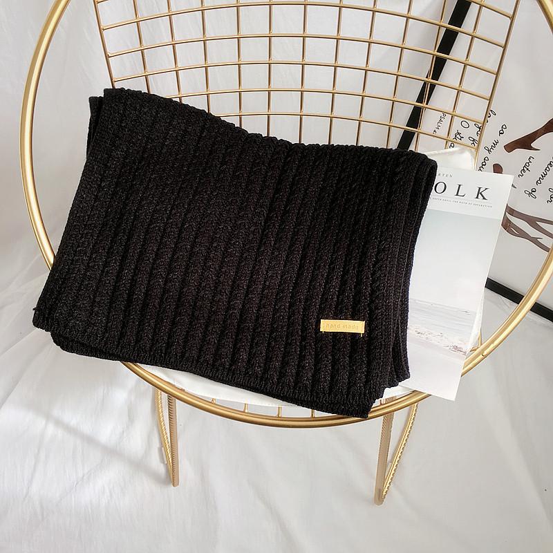 New Korean versatile knitted scarf, warm in autumn and winter, windproof, simple and versatile, high-end couple wool small scarf